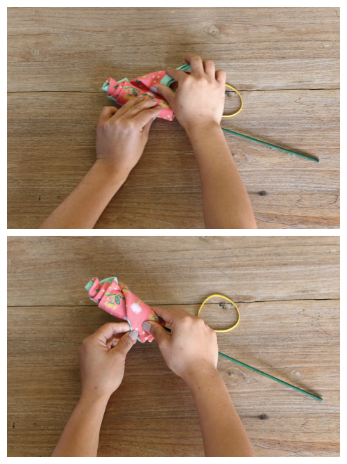 Step 2 of making a sock flower